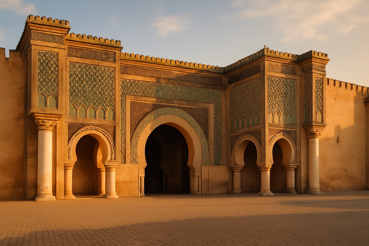 Das Prachttor Bab Mansour in Meknès mit Zellige-Mosaiken