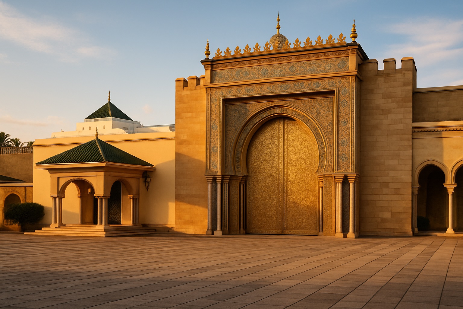 Das goldene Zeremonientor des Königspalasts in Rabat – König von Marokko