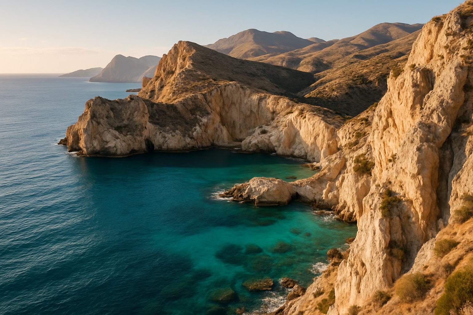 Zerklüftete Mittelmeerküste bei Al Hoceima mit türkisen Buchten – Mittelmeerküste